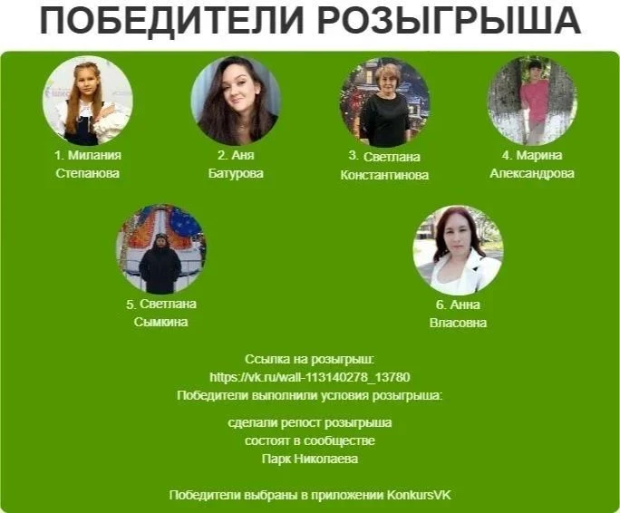 Итоги розыгрыша Парка Николаева и кафе «Вареник» 🏆