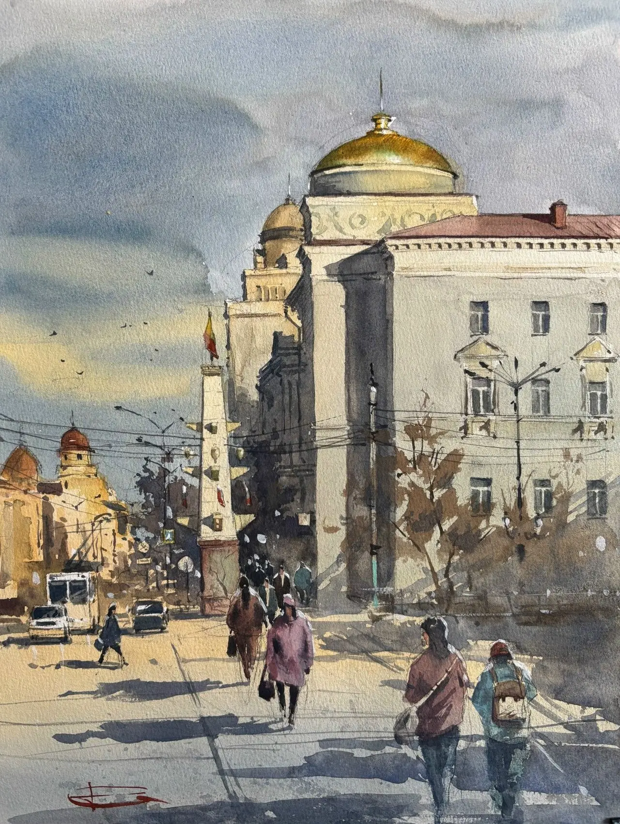 🎨Увидеть исторический центр Читы в полупрозрачных акварельных мазках забайкальского художника Артёма