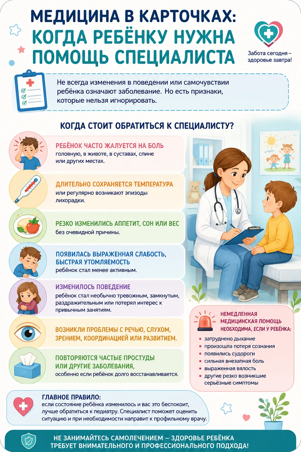 🩺 Медицина в карточках: когда ребёнку нужна помощь специалиста