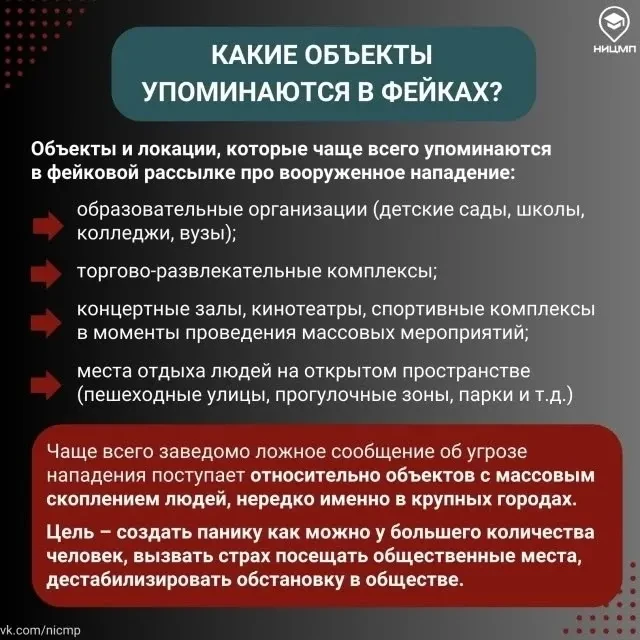 ‼ Внимание, фиксируются случаи ложных сообщений с угрозами вооруженных нападений на образовательные 