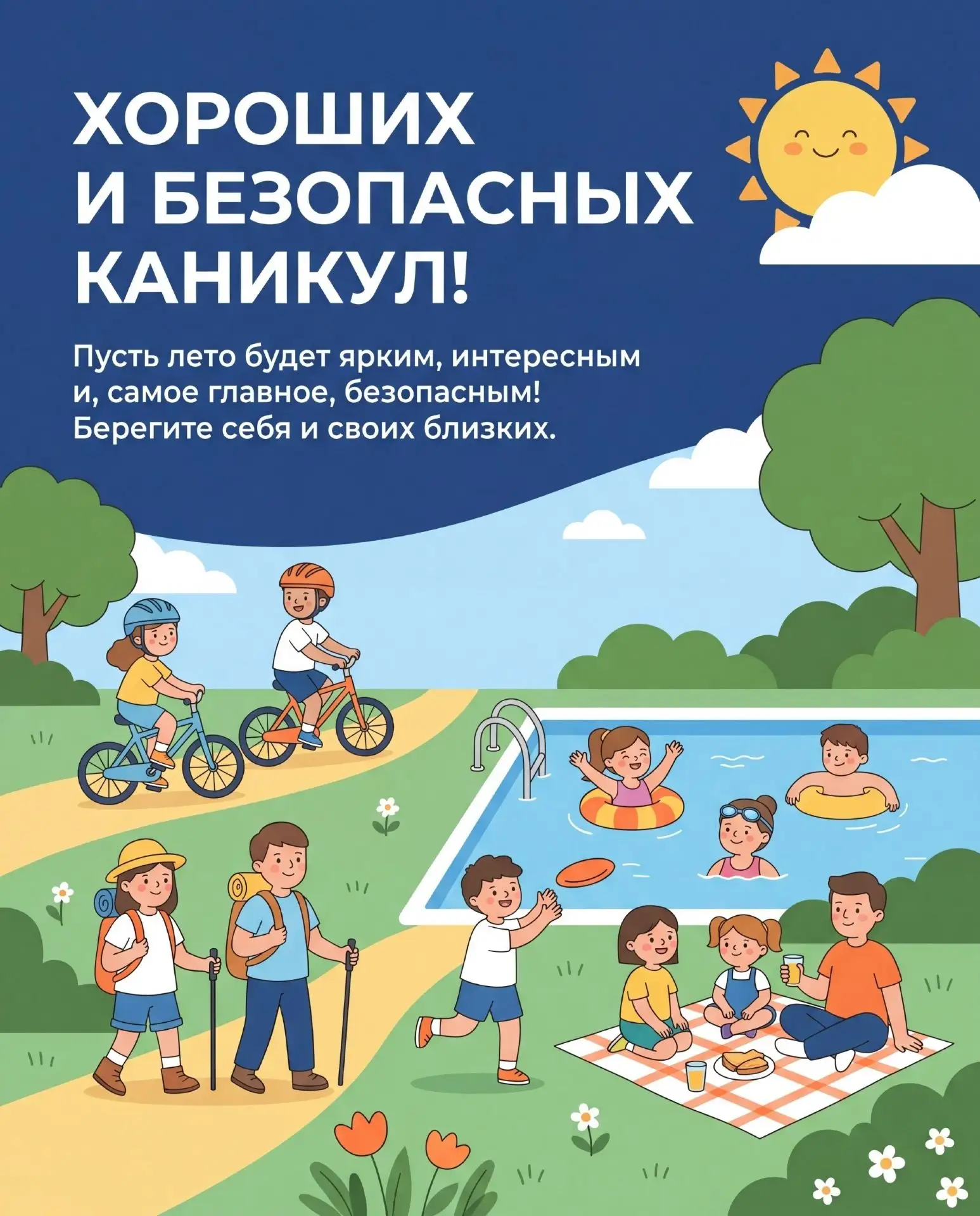 ☀️ Лето – это маленькая жизнь! Пусть она будет яркой и безопасной.

Мы подготовили для ребят главные