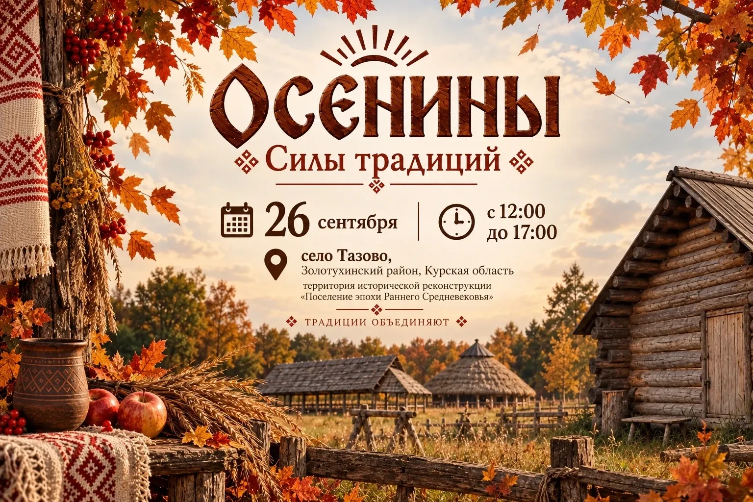 26 сентября с 12:00 до 17:00 на территории исторической реконструкции «Поселение эпохи ...