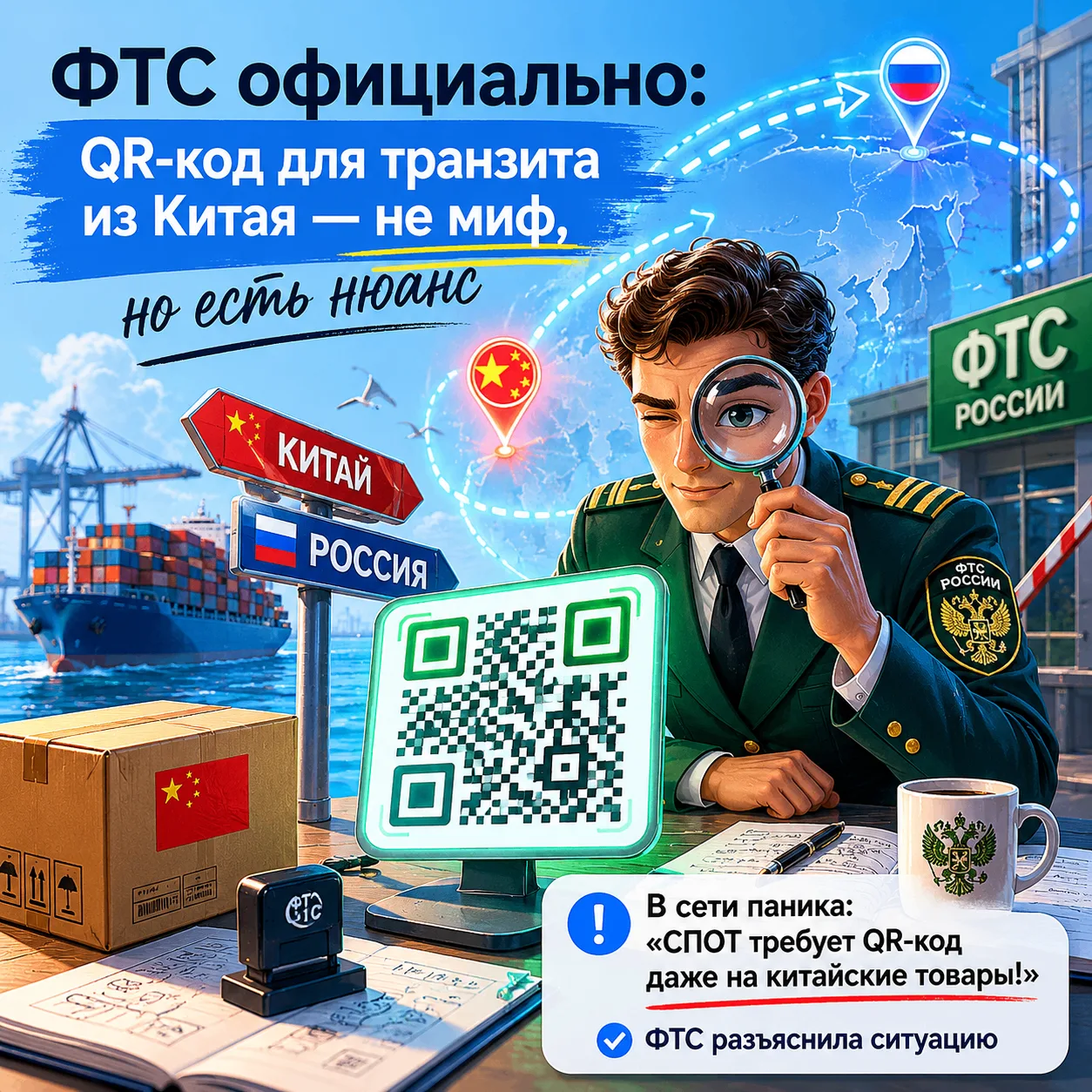 🚨 ФТС официально: QR-код для транзита из Китая — не миф, но есть нюанс
В сети паника: «СПОТ требует