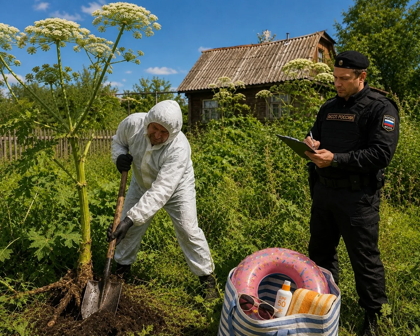 Приставы замотивировали пермяков избавиться от борщевика, запретив им ездить за границу.