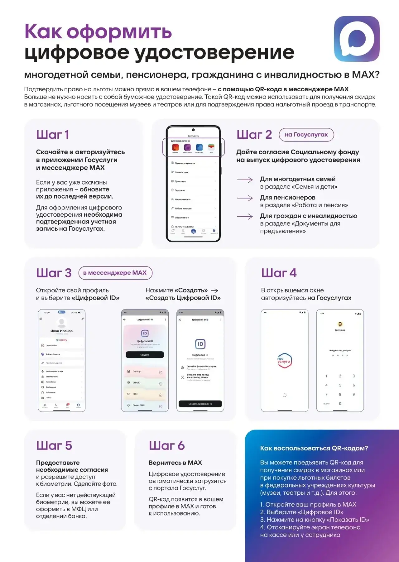 Цифровой ID - это защищённый электронный документ в виде динамического QR-кода, который...