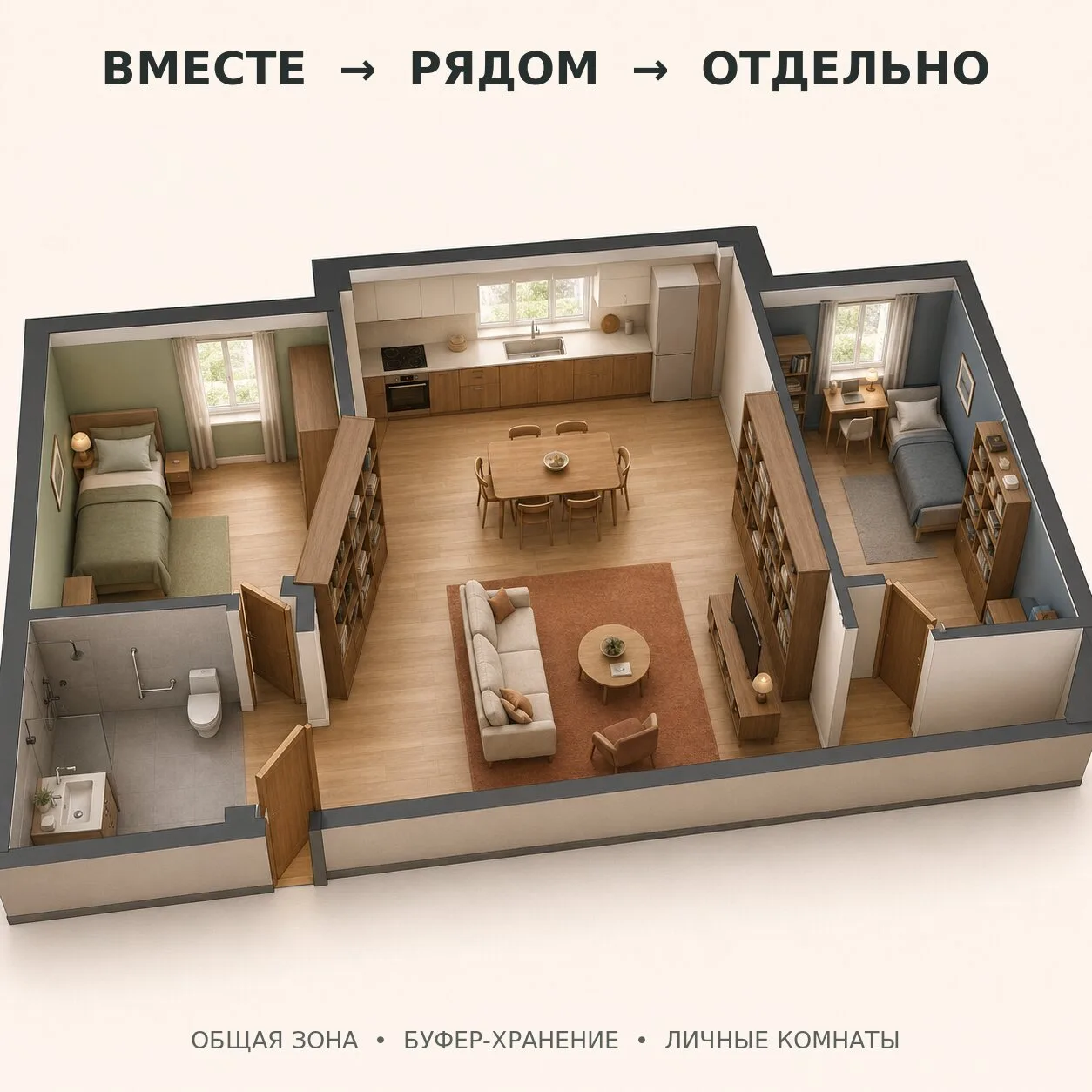 В доме для 30 родственников главной оказалась не огромная столовая.