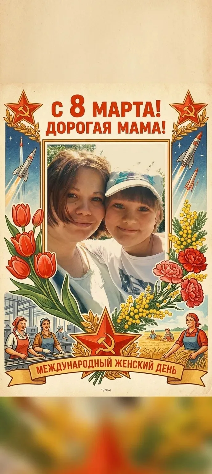 Мальцева Эдита 5А класс.  "Меня вдохновила идея истории празднования дня 8 марта.  А также моя мама,