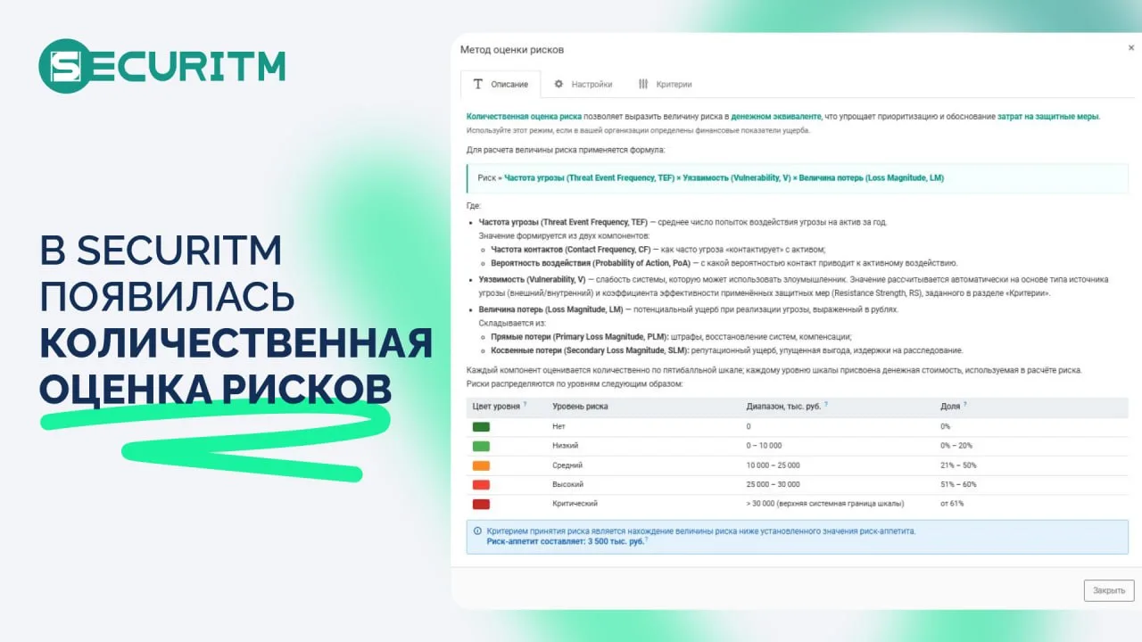 В SECURITM появилась количественная оценка рисков 👍