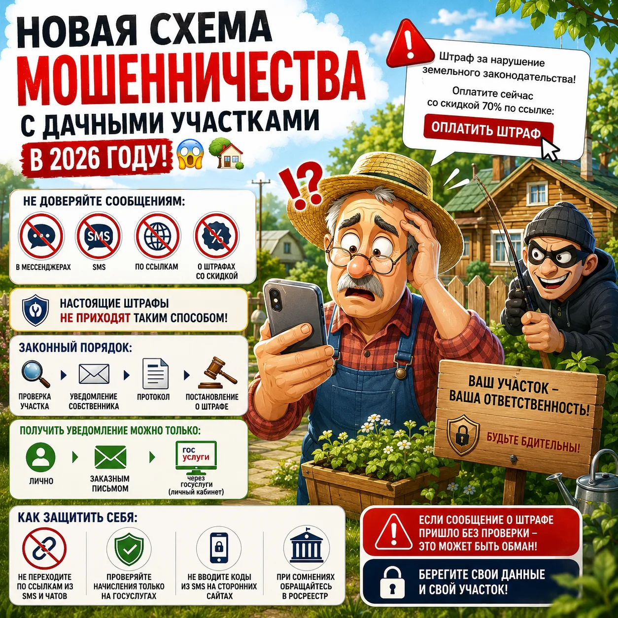 🚨 НОВАЯ СХЕМА МОШЕННИЧЕСТВА С ДАЧНЫМИ УЧАСТКАМИ В 2026 ГОДУ 😳🏡