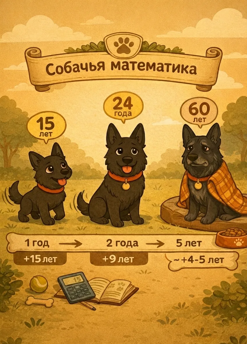 «Собачья математика» и почему 1 год НЕ равен 7 годам  МИФ: 1 год жизни собаки = 7 лет человеческих 🧮