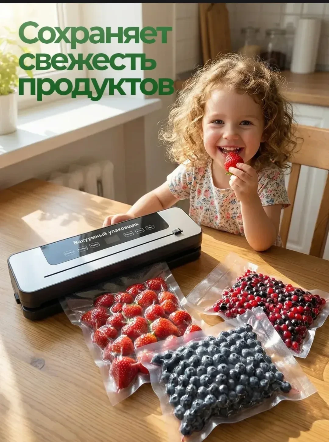 Вакууматор для продуктов с запайкой пакетами и резаком  ✅ Мощный запайщик быстро справляется даже с 