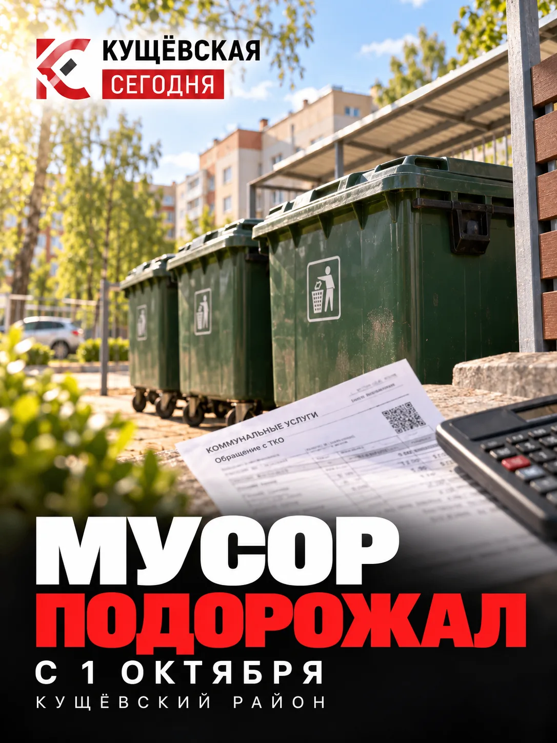 🗑 Вывоз мусора в Кущёвском районе подорожал с 1 октября