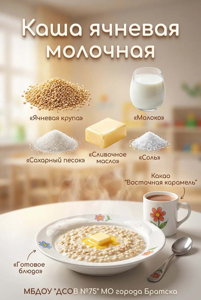 🥣Молочная ячневая каша - это не только вкусно, но и очень полезно для малышей: в ней много клетчатк