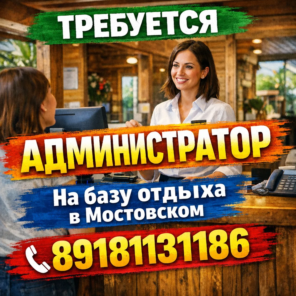 На постоянную работу в посёлке Мостовском требуется администратор.

График работы посуточный.

💰З/п