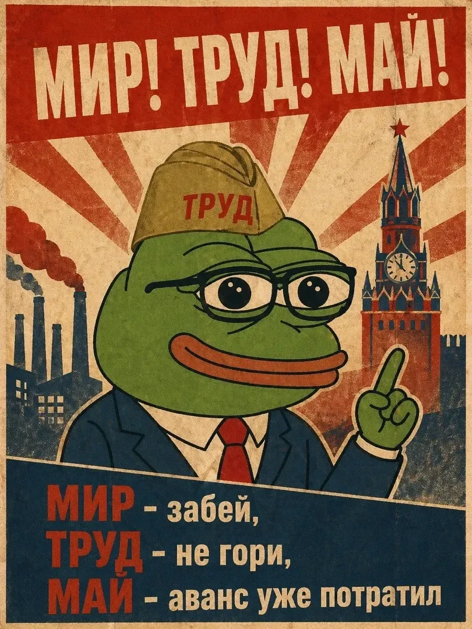 Листаешь мемы, пока босс думает, что ты отчеты правишь 🙃  С Первомаем, трудяги ⚒️  Подпишись, чтобы 