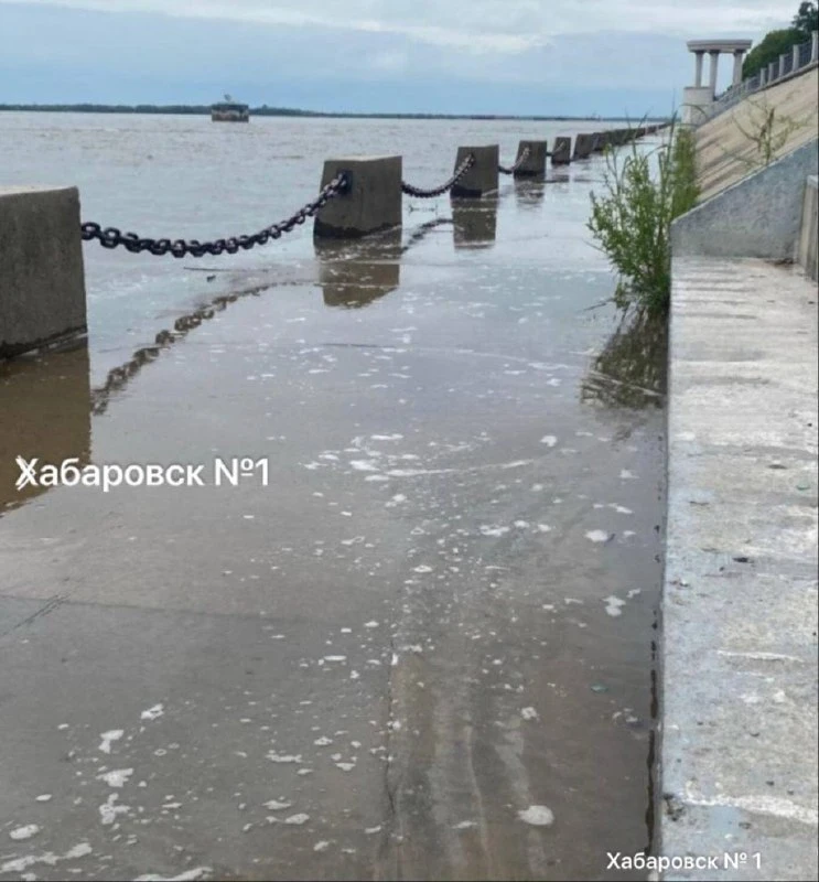 Амур стремительно поднялся и уже затопил нижний ярус набережной в Хабаровске

Уровень Амура у Хабаро