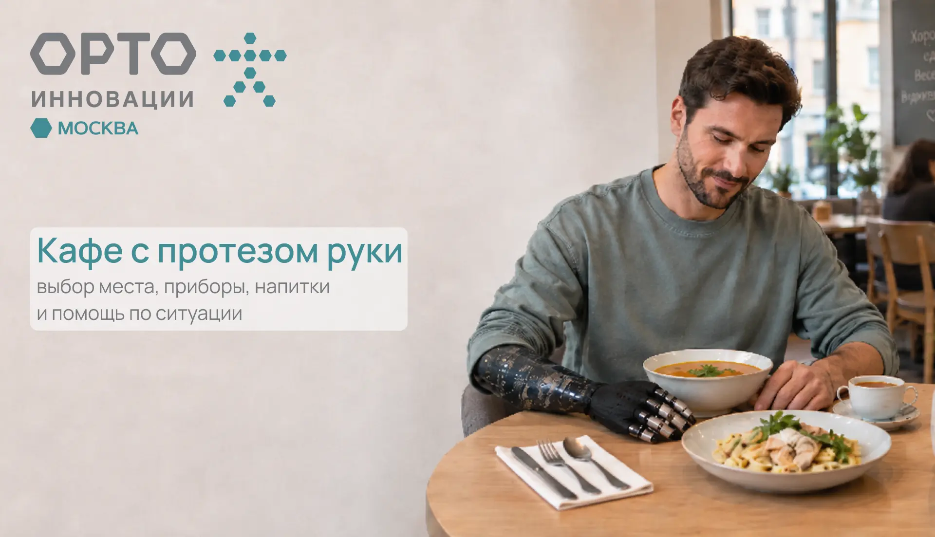 ☕ 🥘 🍏 Обед в кафе с протезом руки