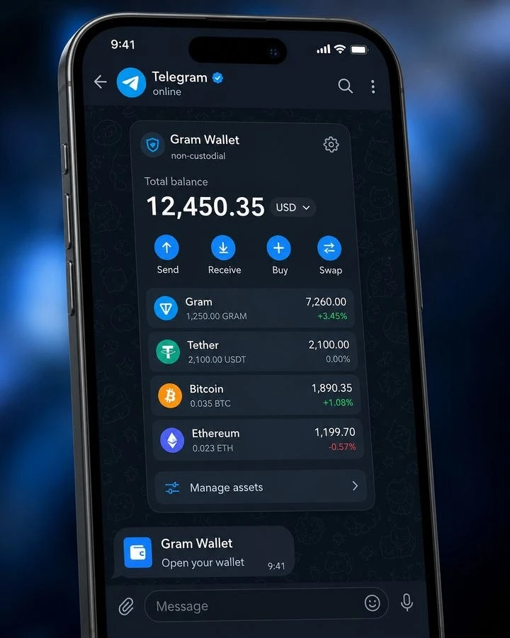 Telegram получит встроенный криптокошелёк Gram