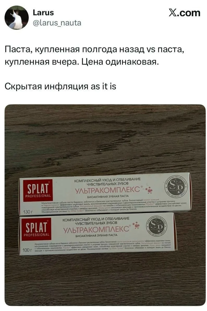 Шринкфляция добралась и до зубной пасты — россияне заметили, что за последние полгода т...