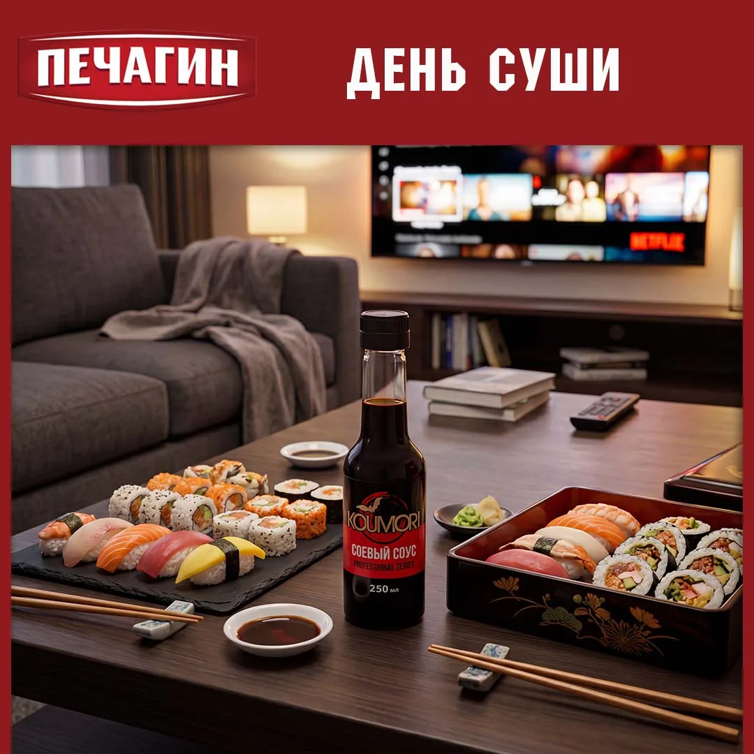 🍣 С Днём суши!
Сегодня отличный повод заказать любимые роллы, поесть их с соевым соусом Koumori и у