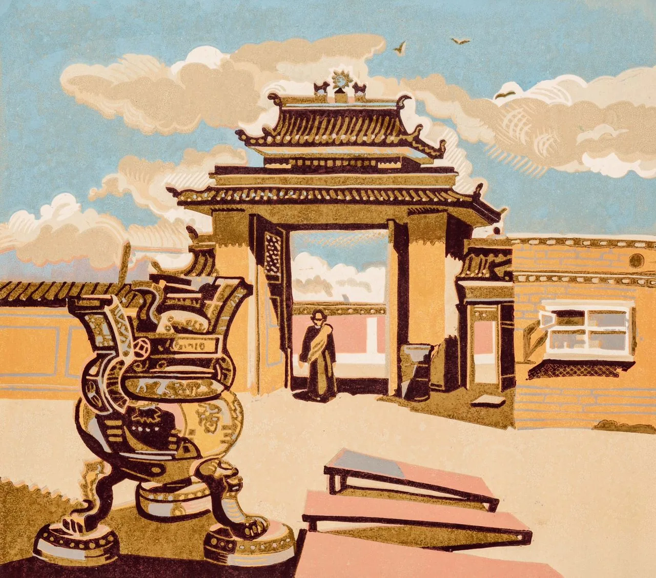 Гравюры В.Е. Самариной. Россия; Монголия. 1987 год. Бумага, цветная линогравюра. Из собрания Музея В