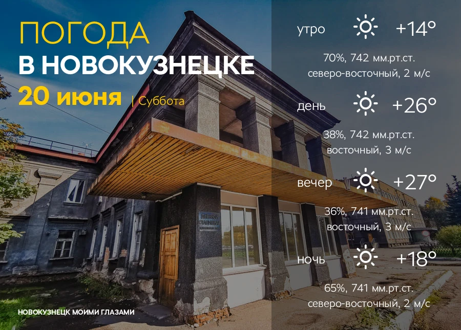 Завтра, 20 июня в Новокузнецке:

Солнце: восход в 04:42, зенит в 13:13, закат в 21:44.

Луна: растущ