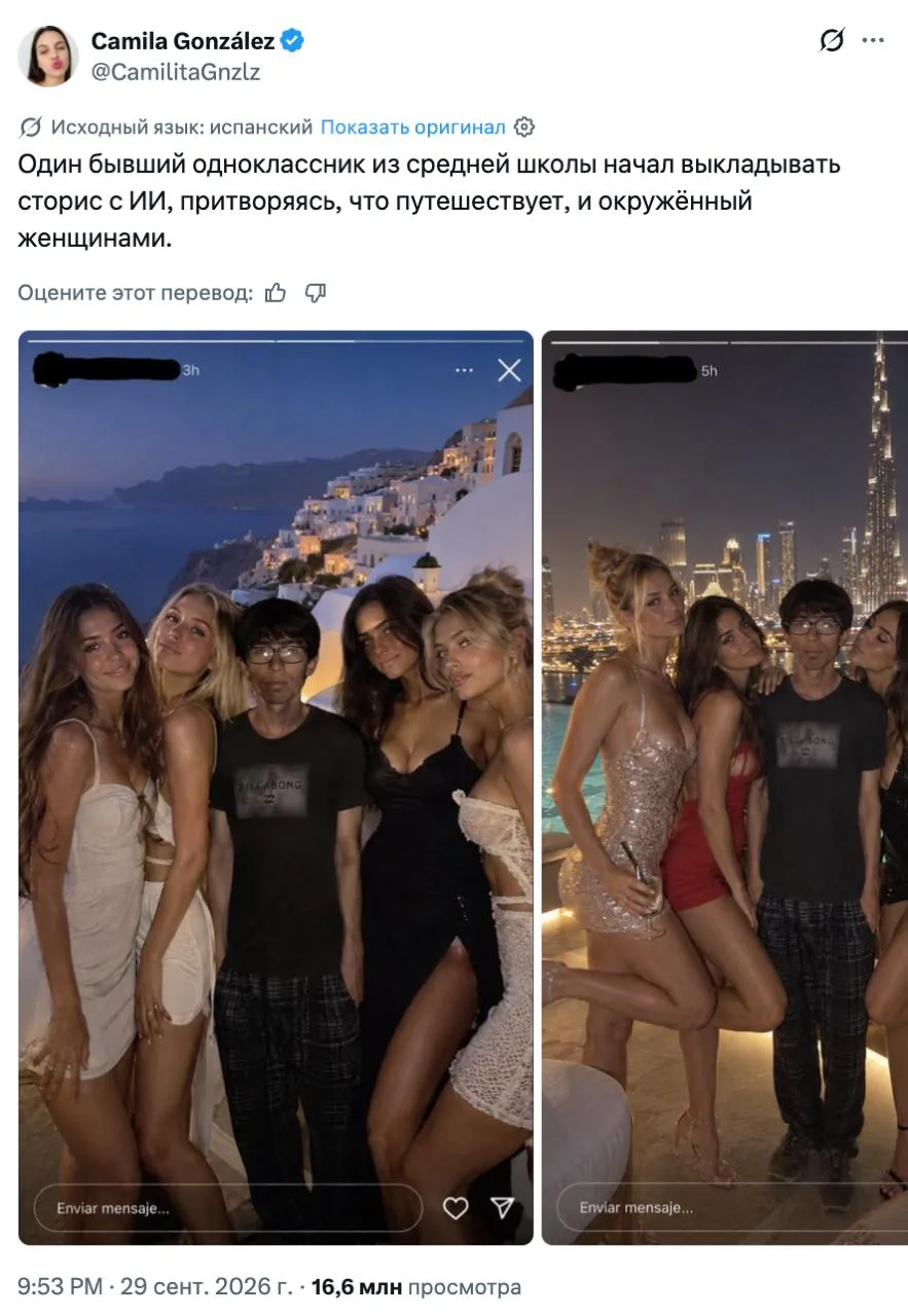 В сети хайпит история о 'бывшем однокласснике', который публикует ИИ-фотки, выдавая вым...
