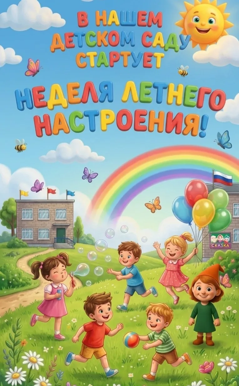 ☀️🌈Дорогие наши подписчики!  
С радостью сообщаем, что в нашем детском саду начинается Неделя летне