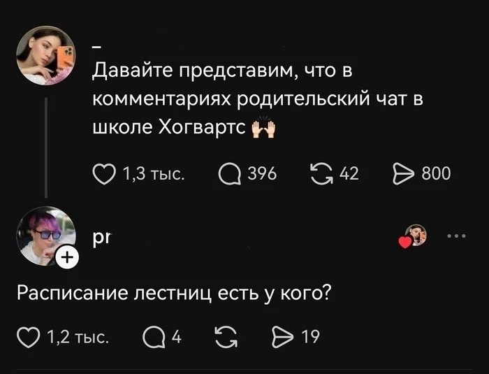 Я не фанат Гарри Поттера, но это "чат" мне показался очень забавным 😁