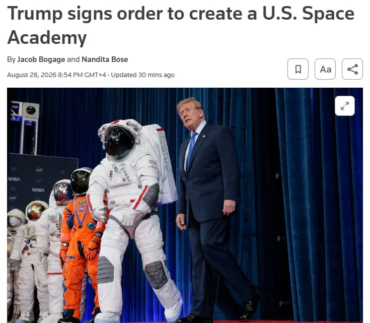 ⚡️Трамп подписал указ о создании в США Космической академии, — Reuters.