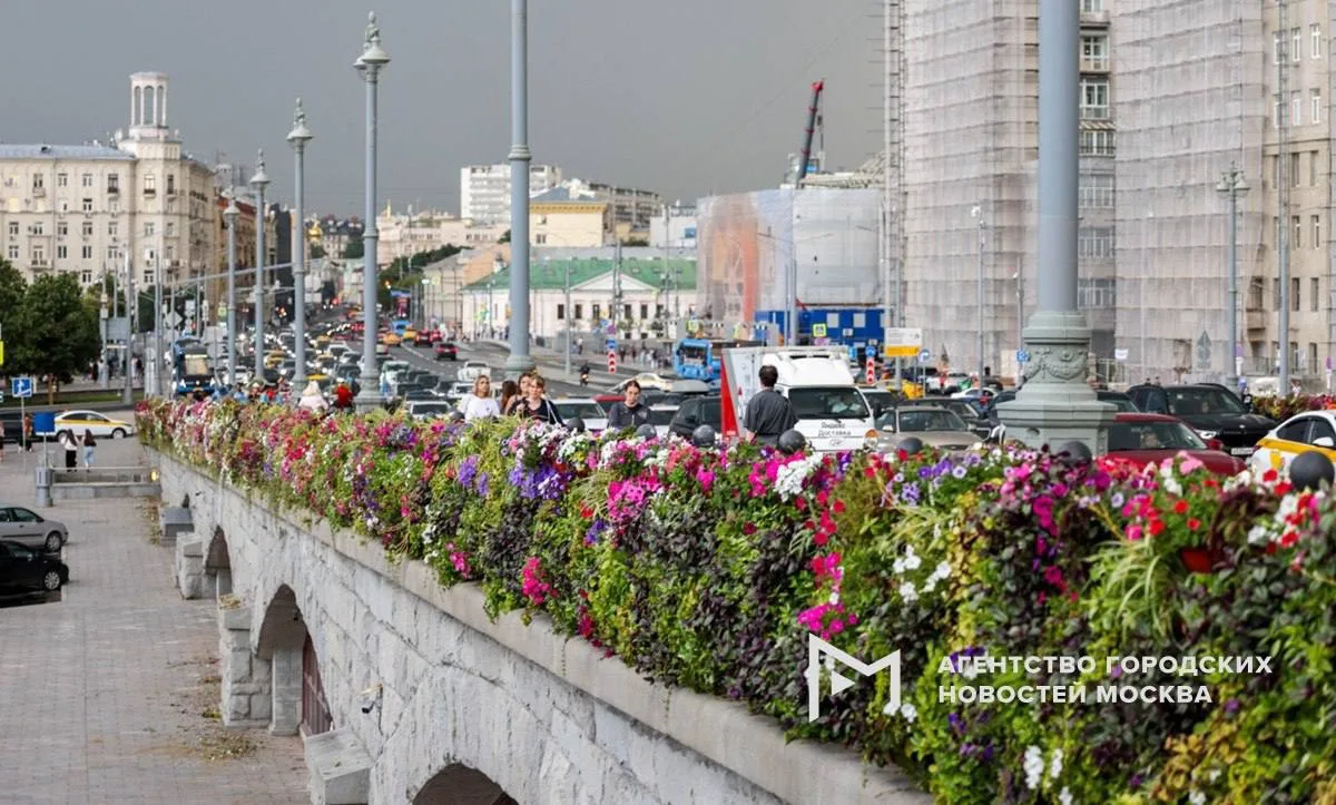 👍 Красоту продолжают поддерживать на Большом Каменном мосту, заменяя отцветающие петуньи.