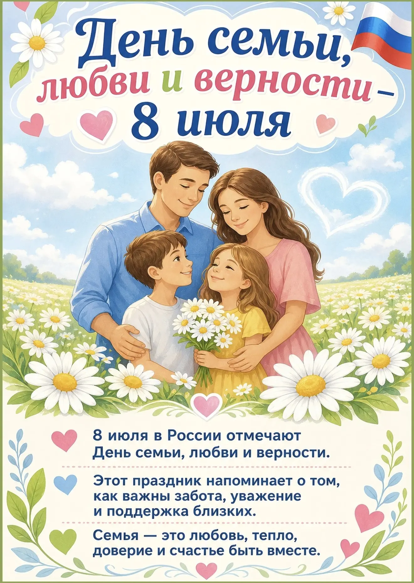 Уважаемые педагоги, родители, ученики!

От всей души поздравляю вас с Днём семьи, любви и верности!
