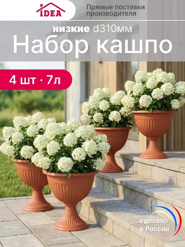 Кашпо для цветов уличное на ножке 7л набор 4шт Idea