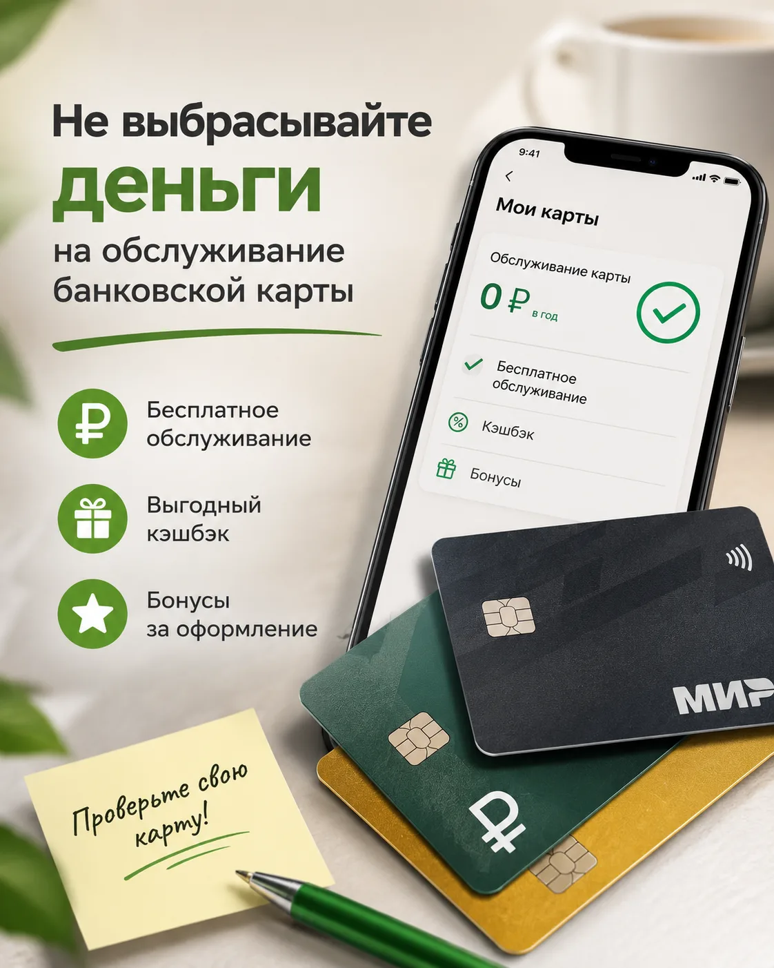💰 Не выбрасывайте деньги на обслуживание банковской карты