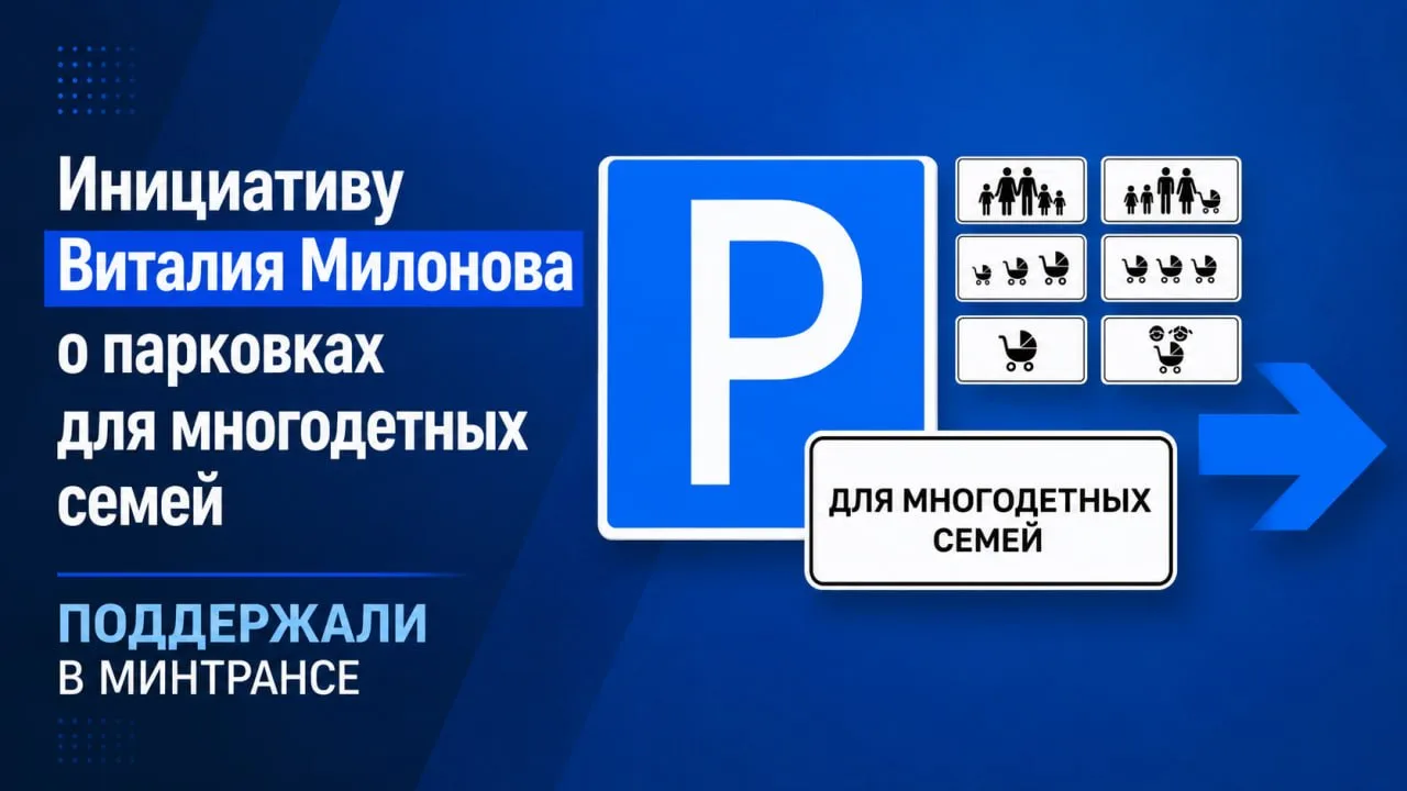 Инициативу Виталия Милонова о парковках для многодетных семей поддержали в Минтрансе