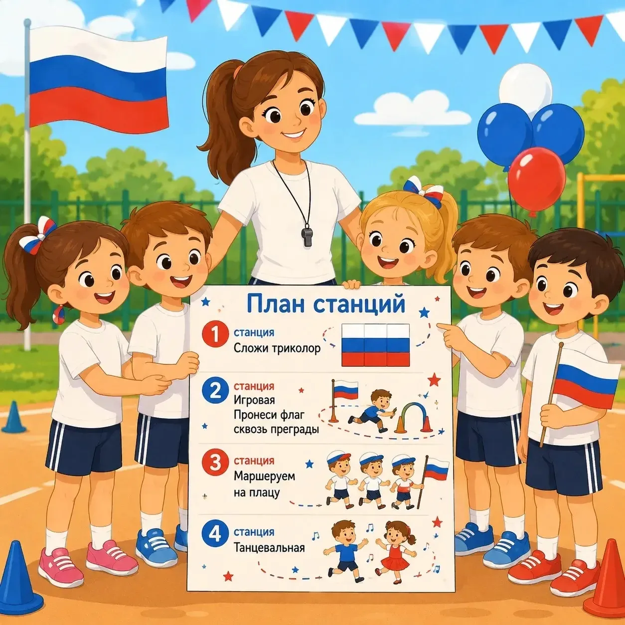 🇷🇺 Спортивное развлечение, посвящённое Дню Государственного флага Российской Федерации