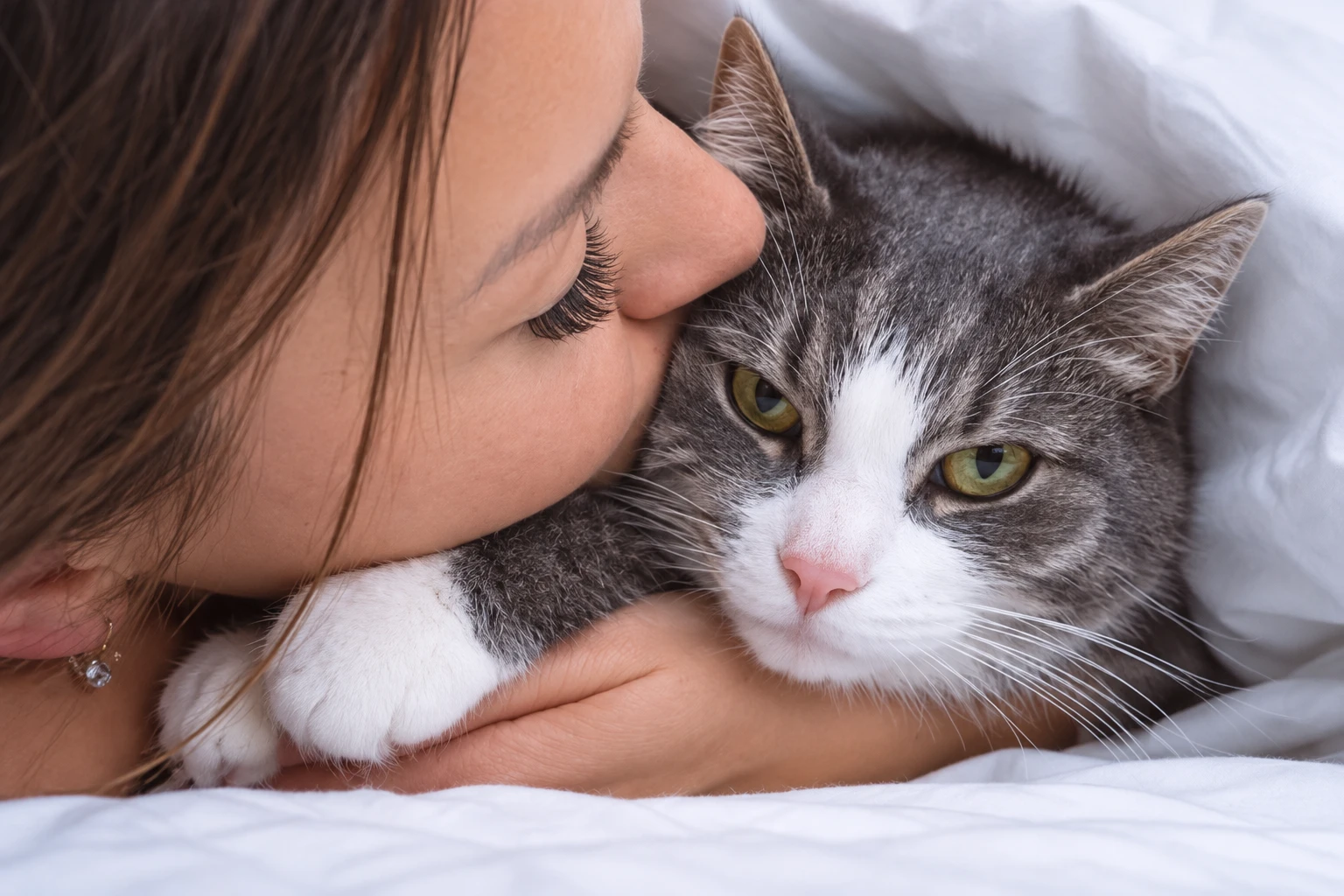 😽 Понимает ли кошка, что человеческий поцелуй означает нежность?