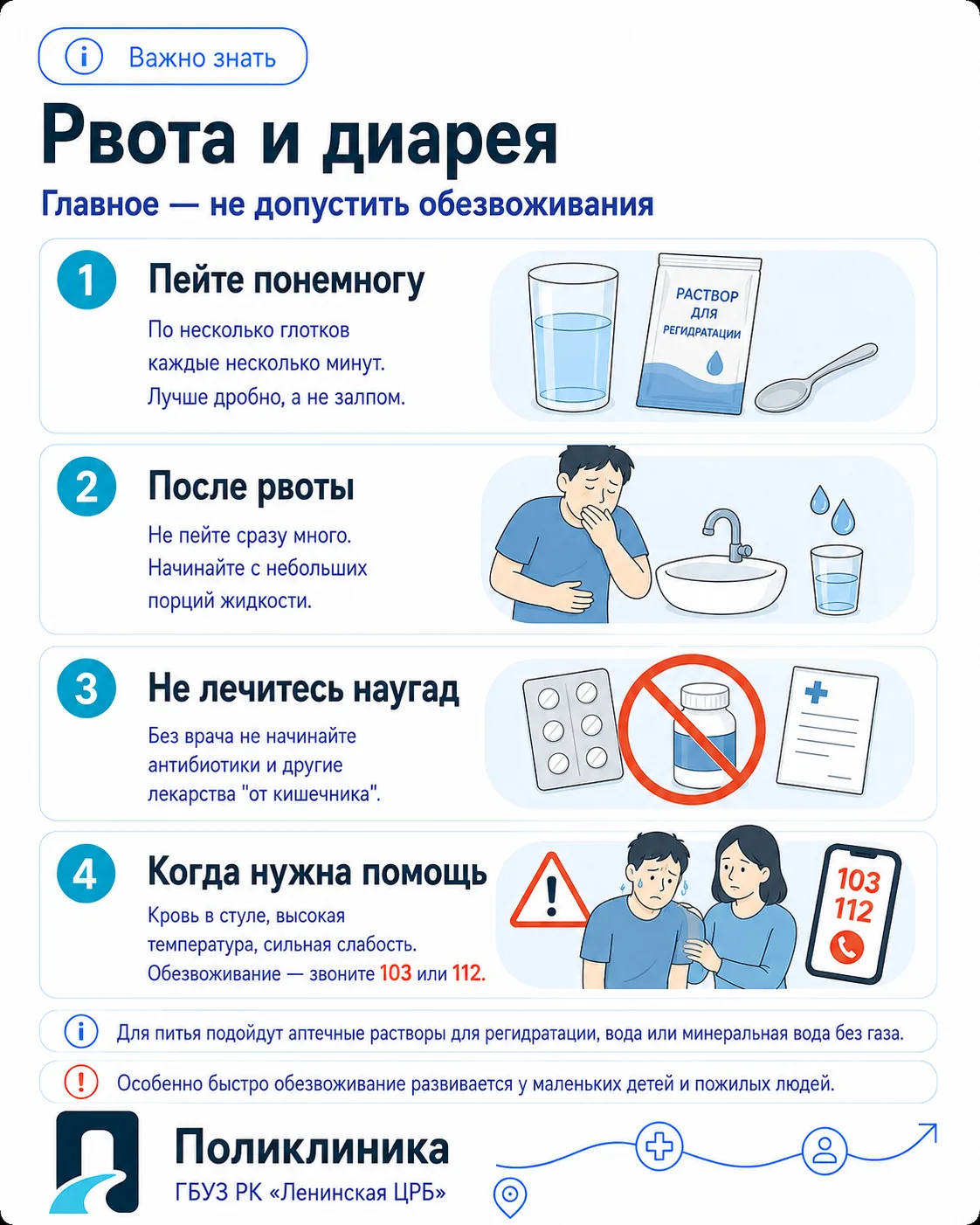 Рвота и диарея: главное не допустить обезвоживания