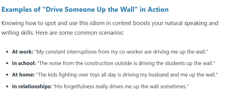 Examples of "drive someone up the wall"