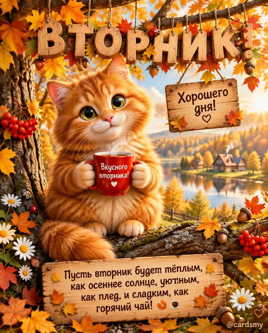 ☕ Пусть вторник будет тёплым, как осеннее солнце, уютным, как мягкий плед, и сладким, к...