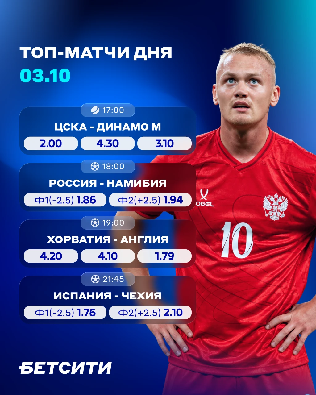 ⚡️ Россия – Намибия, московское дерби и Хорватия – Англия!