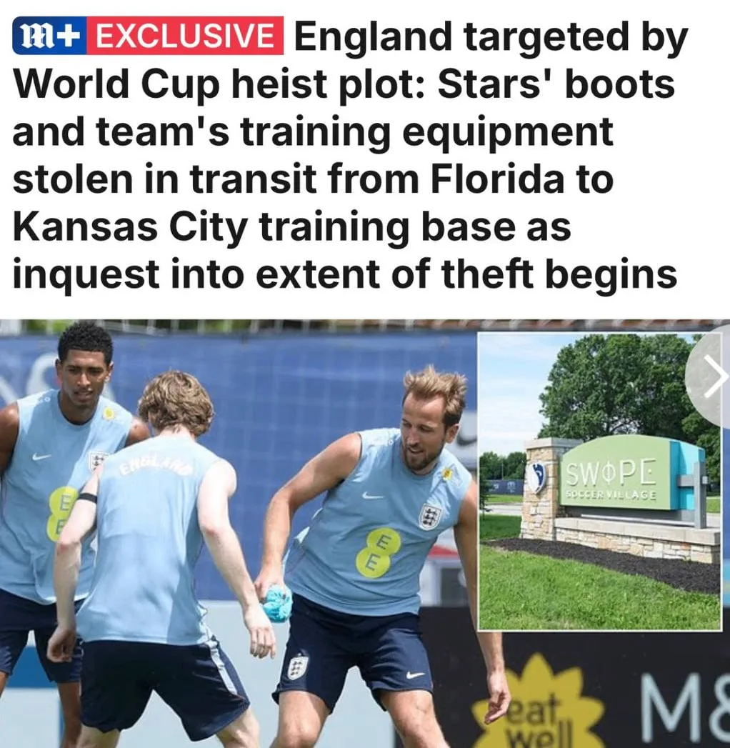 😂У сборной Англии стащили бутсы и мячи, пишет Daily Mail. Первый матч на ЧМ у англичан уже через 4 