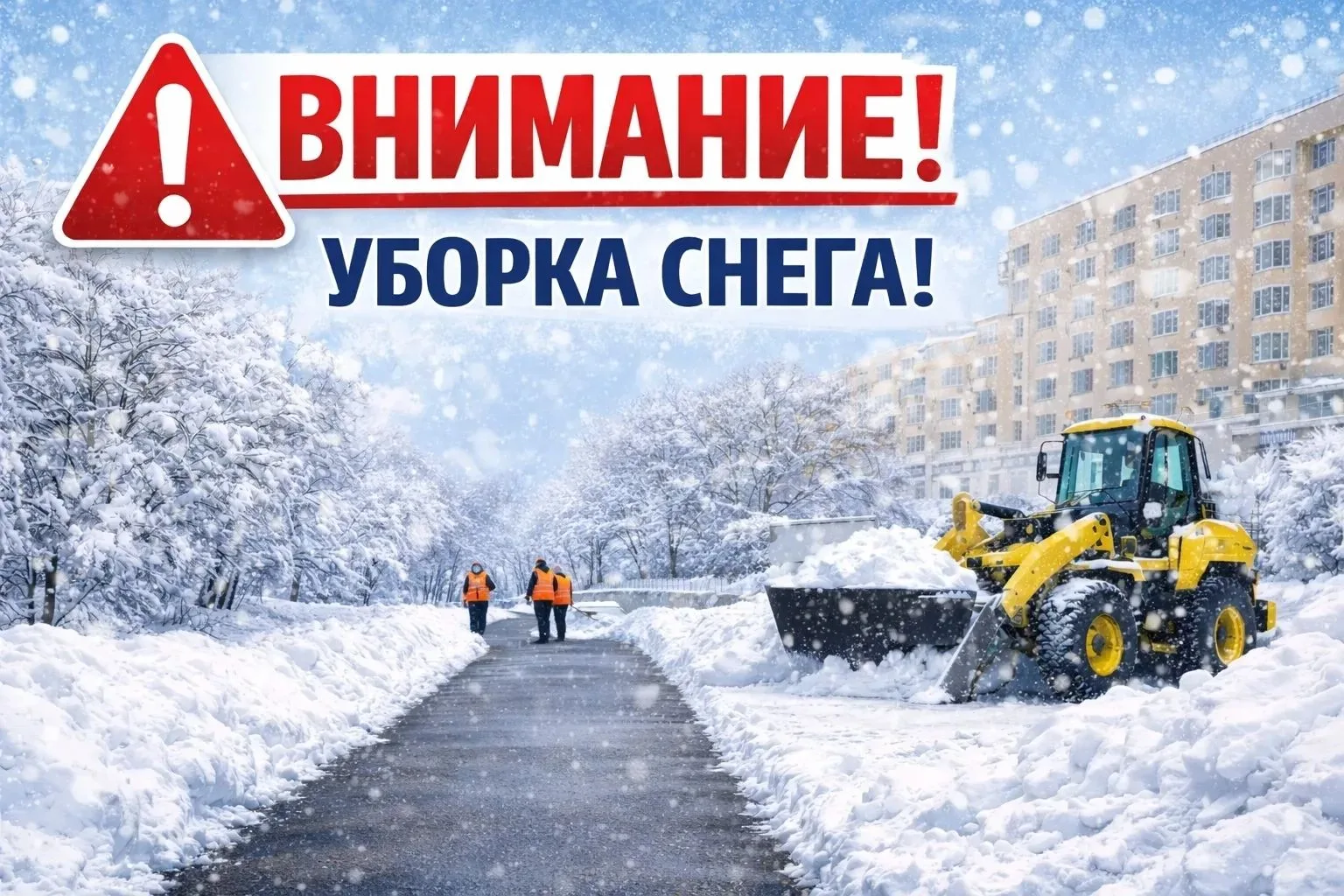 Уважаемые жители!  Сообщаем, что завтра (21.02.2026 г.) будет проводиться уборка снега с привлечение
