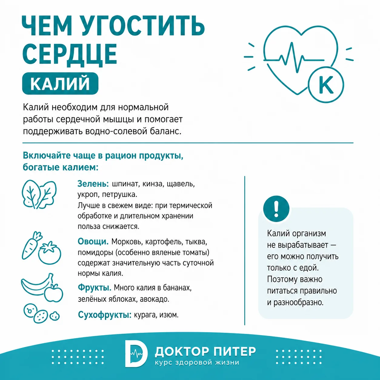 Калий и магний — эти два микроэлемента очень важны для работы сердечной мышцы.

Чем угостить сердце,