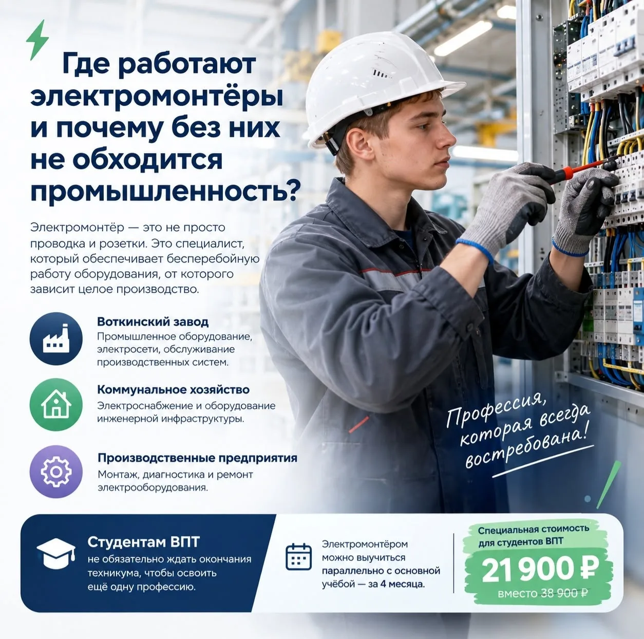 ⚡ Где работают электромонтёры и почему без них не обходится промышленность?