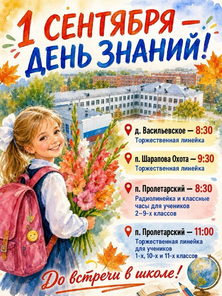 Публикуем расписание торжественных линеек. До встречи в новом учебном году! 🔔✨