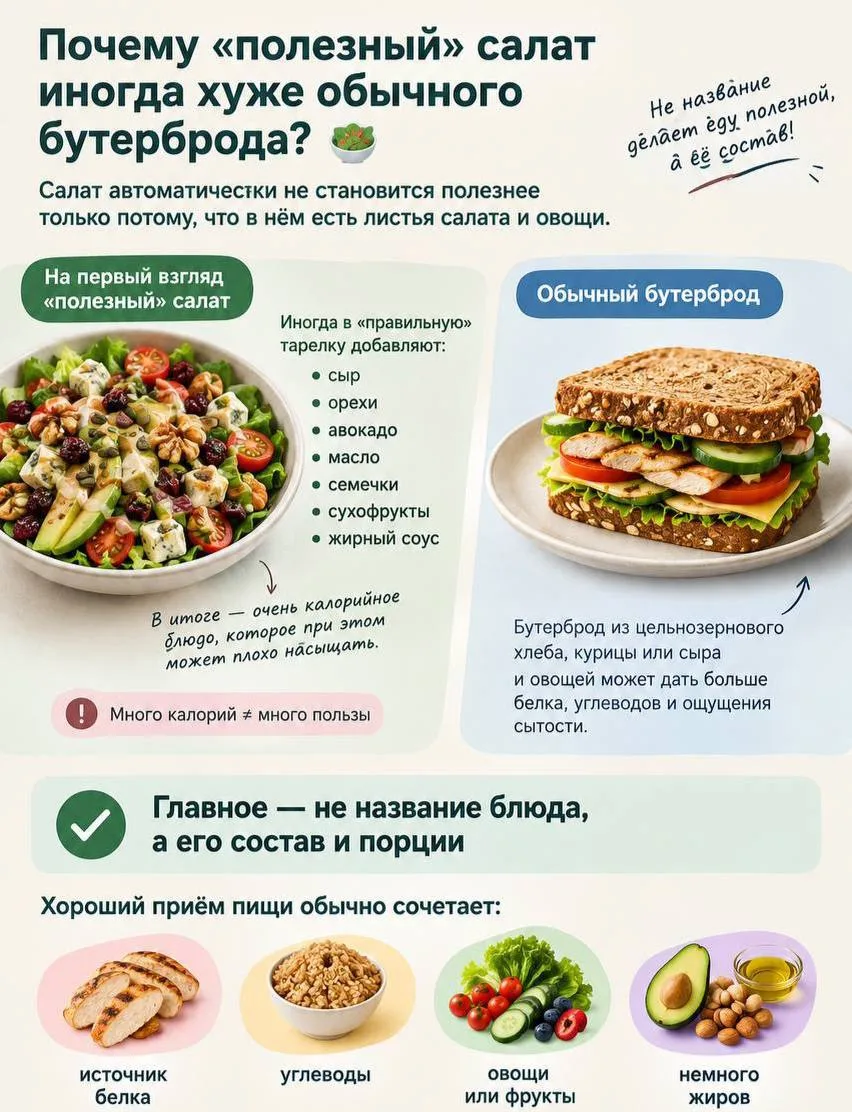 Почему «полезный» салат иногда хуже обычного бутерброда? 🥗