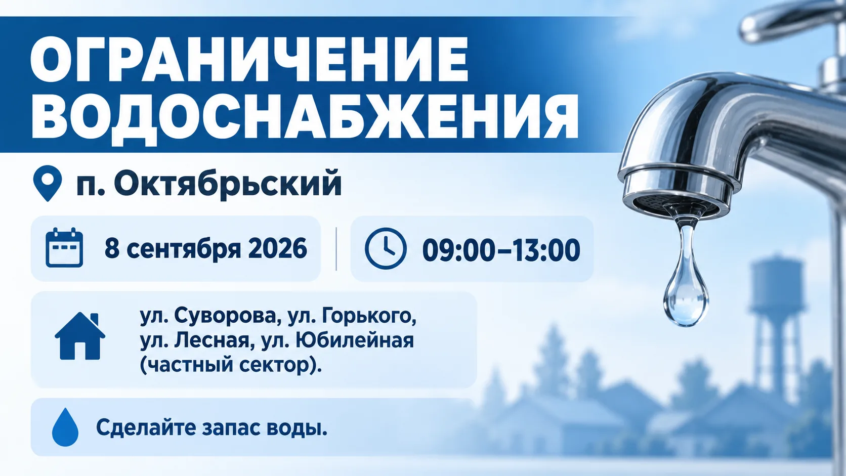 📢 УВАЖАЕМЫЕ ЖИТЕЛИ П. ОКТЯБРЬСКИЙ!