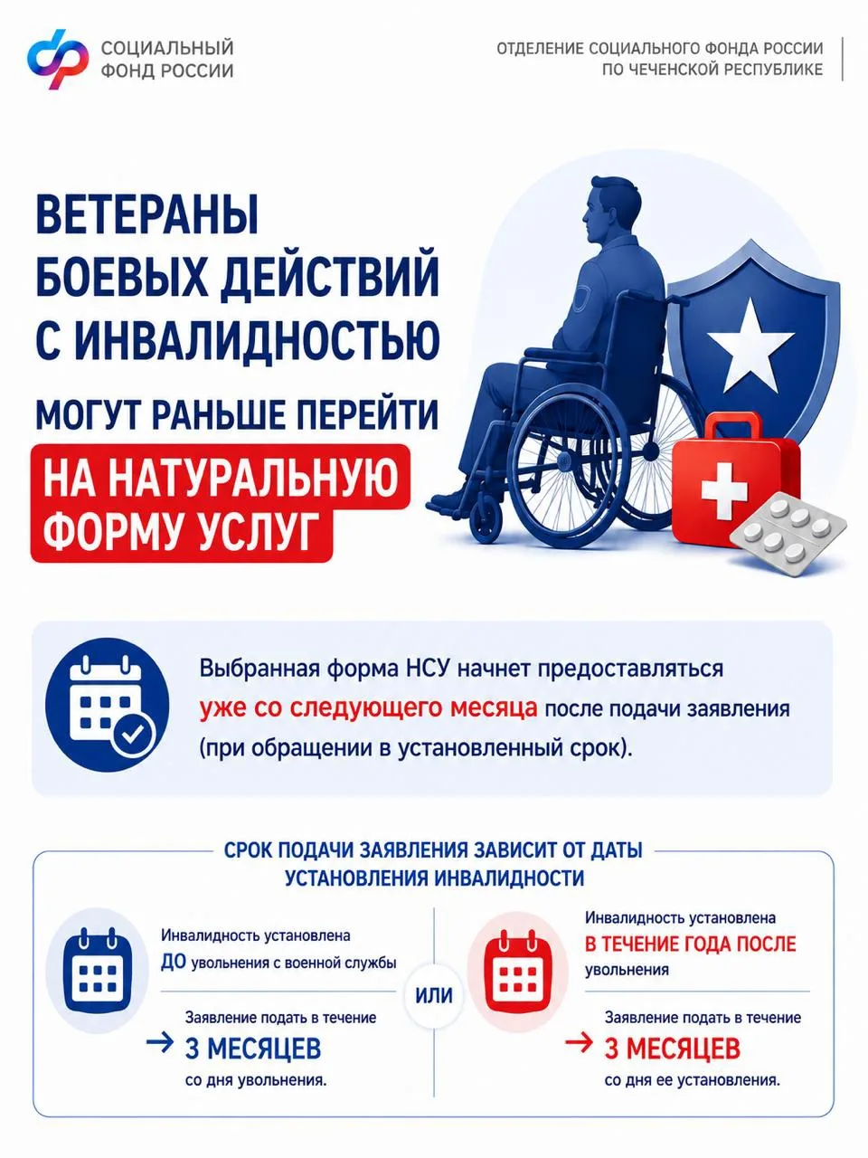 ✅🔊Ветераны боевых действий с инвалидностью могут раньше перейти на натуральную форму НСУ