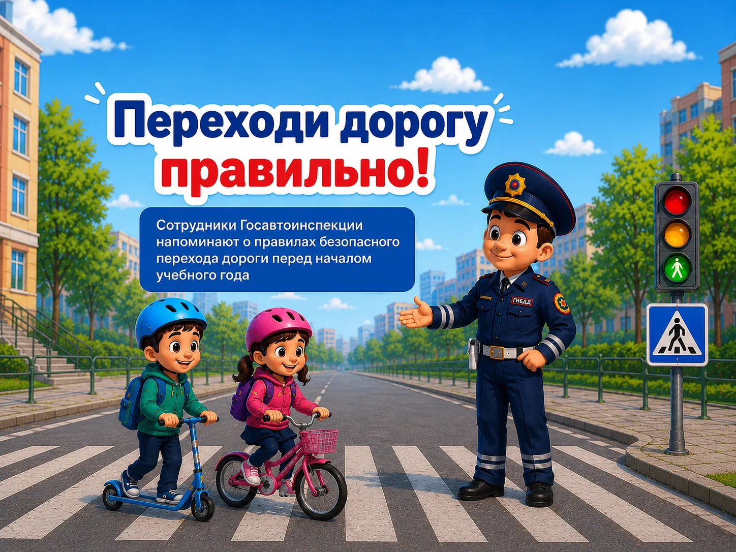 👮‍♂️ О правилах безопасного перехода дороги перед началом учебного года вместе с сотру...
